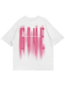 เสื้อยืดคอกลมแนววินเทจสำหรับผู้ชายพิมพ์ลายตัวอักษรขนาดใหญ่พิมพ์ลายตัวอักษรสำหรับฤดูร้อน - Product Image 4