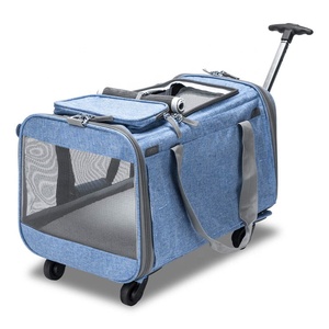 Yumuşak evcil hayvan taşıma çantası havayolu onaylı kedi taşıyıcı köpek arabası çantası çıkarılabilir tekerlekler ile katlanabilir - Product Image 2