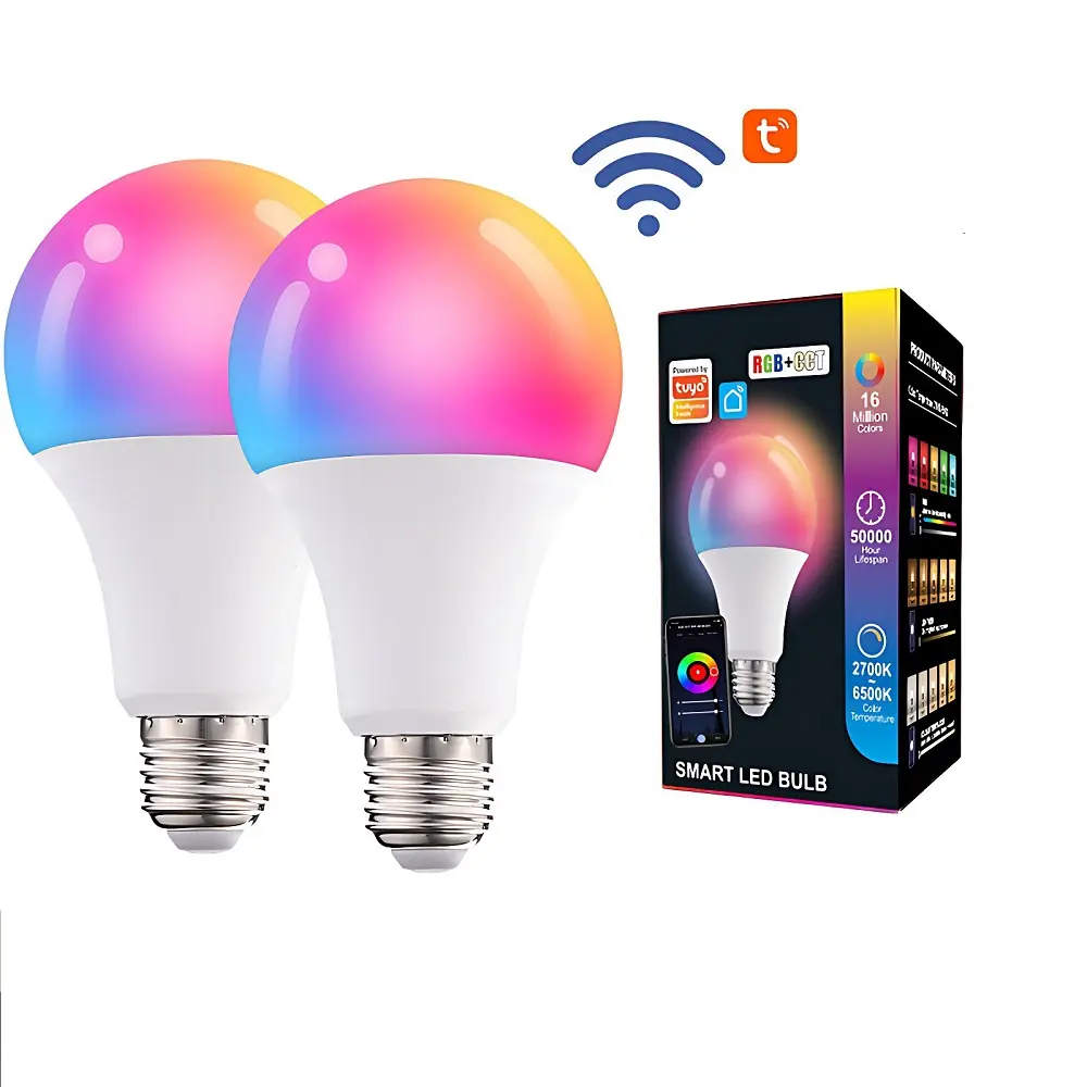 RGB E26/E27 bohlam lampu LED Bluetooth berubah warna, lampu bohlam bola dunia WiFi berubah warna