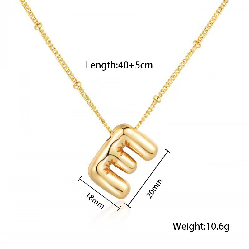 Party balloon letter pendant necklace gold E