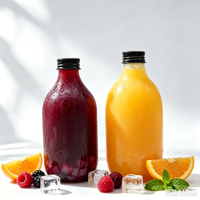 Bouteille de jus en PET de qualité alimentaire 350 ml 500 ml, bouteille de boisson ronde vide avec bouchon à vis noir pour thé au lait, boissons aux fruits
