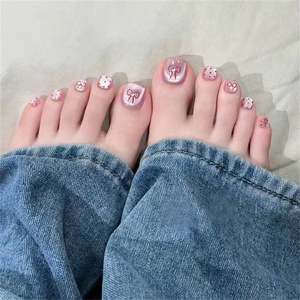 14 Uñas Postizas de Lujo, Cortas y Cuadradas, Uñas Acrílicas para Pies, Hechas a Mano, Uñas Acrílicas a Presión - Product Image 5