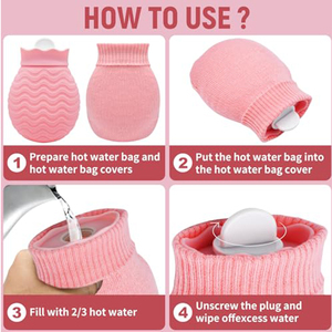 Sac à eau chaude en silicone rose <span class=keywords><strong>de</strong></span> 320ml Mini <span class=keywords><strong>bouillotte</strong></span> en silicone avec couvercle pour soulager la douleur, la taille, le <span class=keywords><strong>dos</strong></span>, le cou et les épaules - Product Image 5