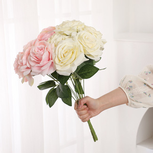 Roses artificielles, bouquet de fleurs en soie de 52 pièces, haute simulation, décoration de mariage, arrangement pour salon et entrée - Product Image 3