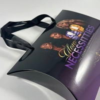 Boîte à oreiller personnalisée en carton texturé avec poignée, dégradé de violet en couleur pleine, pour emballage de perruques et extensions capillaires