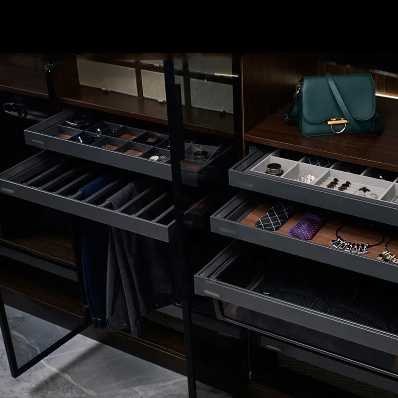 Rack de calças para guarda-roupa, armário multifuncional com estrutura em liga de alumínio, rack de calças removível com caixa de armazenamento