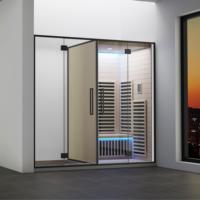 Sauna Eléctrica de Cristal de Carbono para 2 Personas ST106L/R, Sauna Portátil Moderna con Panel de Control para Interiores de Viviendas y Apartamentos