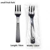Cuillère jetable en plastique PP noir longueur de la main poignée 10cm-21cm fourchette Spork pour gâteau Dessert fruits emballage de crème glacée