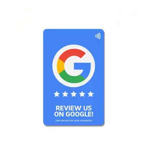 Google Review NFC Tarjeta de código QR RFID NFC tarjeta inteligente personalizada Ntag213/215/216 tarjetas de visita