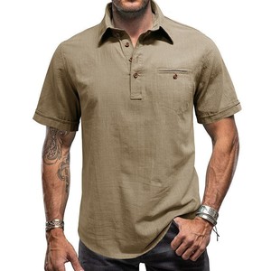 <span class=keywords><strong>Chemise</strong></span> d'été 2026 à manches courtes en <span class=keywords><strong>lin</strong></span> pour homme, style urbain simple, pour homme et garçon - Product Image 6