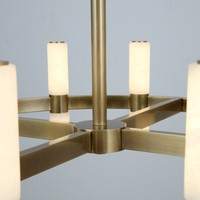 Lustre rond en laiton américain moderne fait main sur mesure avec alabâtre espagnol pour salon, cuisine, villa, hôtel, escalier, chambre