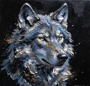 H-112DIY <span class=keywords><strong>Peinture</strong></span> par numéros sur toile de coton noire écologique imperméable, Totem <span class=keywords><strong>Loup</strong></span> fait main, Art mural à colorier, Décoration intérieure - Product Image 1