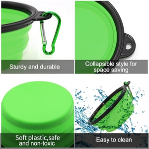 Silicone <b>Collapsible</b> Pet <b>Bowl</b> Large 1000ml Foldable Dog <b>Bowl</b> with Carabiner Travel Outdoor Portable Water Feeder for Dogs Cats - Product Image 2