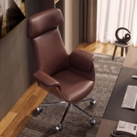 Chaise de bureau ergonomique en cuir de première qualité importé, dossier haut, chaise de direction avec verrouillage d'inclinaison à 4 positions et appui-tête extra large