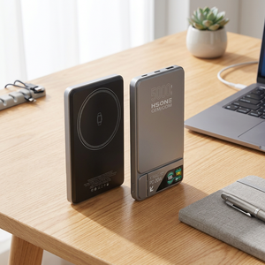 LF17 TFT Display Power Bank Aerospace Aluminum Hidden <b>Stand</b> 9.3mm Magnetic 15W Fast <b>Charging</b> for 3 Devices - Product Image 1