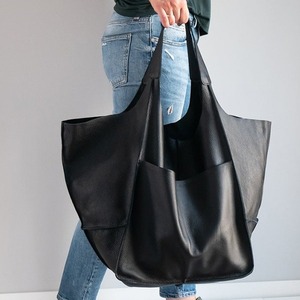 Classic Retro Women's Bags Simple Casual New Large Bag Soft Leather Large Capacity Shoulder Tote Bags PU Leather With <b>Pockets</b> - Product Image 2