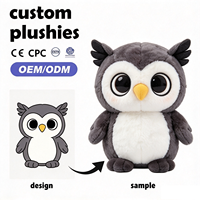 Jouet pour chat en peluche super doux personnalisé OEM ODM, figurine de chat debout de dessin animé, combinaison de travail bleue, broderie de logo, poupée en peluche pour lit