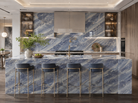 Dalles de marbre bleu roi polies, à jointure apparente, pour murs décoratifs, plans de toilette de salle de bain, encadrements de cheminée, dessus de table à manger