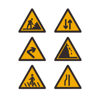 Panneau de signalisation routière réfléchissant à haute visibilité en aluminium, motif triangulaire jaune et noir, imprimé UV, taille personnalisable