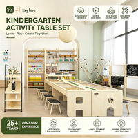 Ensemble de meubles de maternelle Hikeylove Montessori en bois écologique, moderne, carré, 4 places, chaise et table pour enfants, pour école et garderie