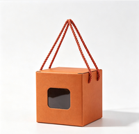 Boîte cadeau carrée avec poignée en corde torsadée, boîte d'emballage portable en papier kraft pour pot de miel, petits cadeaux