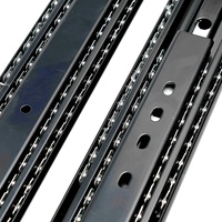 Glissières de tiroir robustes de 53 mm à roulement à billes, extension totale, capacité 90 kg, montage latéral, quincaillerie de meuble noire