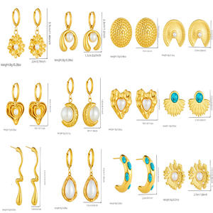 Conjunto de Aretes y Collar de Acero Inoxidable Chapado en Oro Vintage con Forma de Corazón, Turquesa Azul y Perlas para Boda, Compromiso o Fiesta - Product Image 4