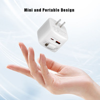 Bloc chargeur mural rapide 30W GaN PD Adaptateur de chargeur de voyage USB C portable avec câble rétractable pour iPhone 16 15 iPad Galaxy