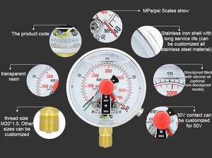 Yağ dolu gaz sıvı ölçüm basınçlı manometre doğru basınç okumaları iplik elektrik temas yağ basınç göstergesi - Product Image 4