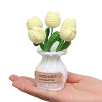 Bouquet de fleurs artificielles en laine faite main, micro-crochets, fleurs de tulipe finement tricotées, pour décoration de mariage, de fêtes et de restaurants, effet fleur préservée