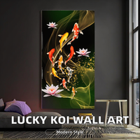 Peinture sur toile Art Déco moderne, motif nature morte de carpes Koi et poissons rouges porte-bonheur, avec vase mural, affiches d'art, pour décoration de chambre et de maison