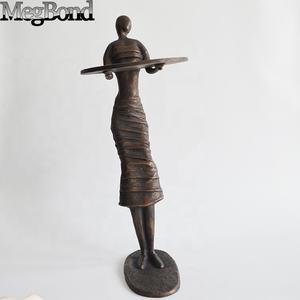 アンティークブロンズ鋳鉄フロントレセプション彫刻女性抽象像ホルダー付きカフェ金属工芸品 - Product Image 3