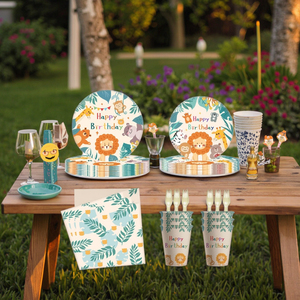 Vaisselle de fête sur le thème du zoo 7 pouces 9 pouces <span class=keywords><strong>Assiette</strong></span> d'animaux de la <span class=keywords><strong>jungle</strong></span> pour décorations - Product Image 1