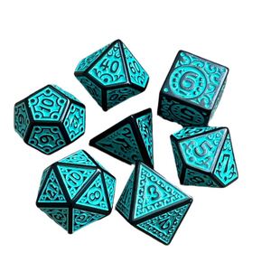 Venta al por Mayor de Productos New Age, Juego de Dados Poliédricos de Acrílico Negro Personalizados con 7 Piezas de 20 Caras y Patrón Amarillo para Juegos de Rol - Product Image 2