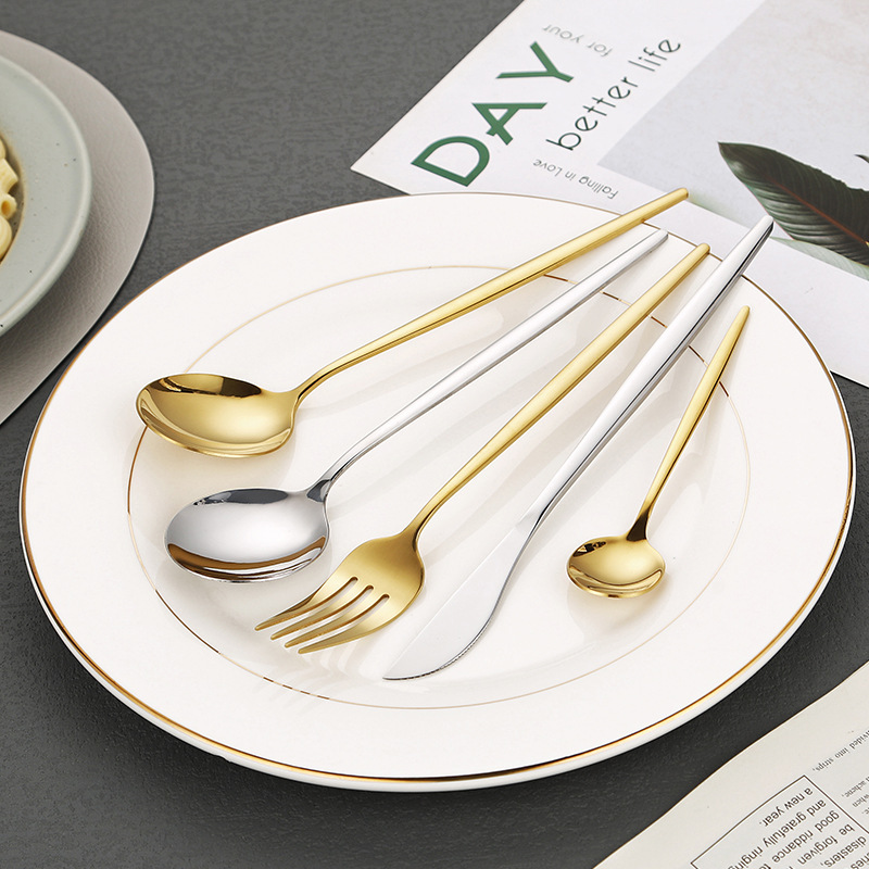 Eco-Friendly Stainless Steel Flatware Set Elegant Gold Silverware Modern Design Cutlery Cheap Bulk Knife Fork Spoon · image 5