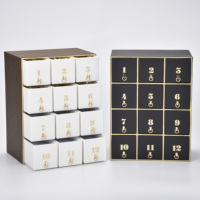 Boîte de rangement de bijoux de texture en bois de luxe Boîte de tiroir de calendrier de l'avent de qualité cosmétique pour cadeau de la Saint-Valentin (Logo personnalisé)