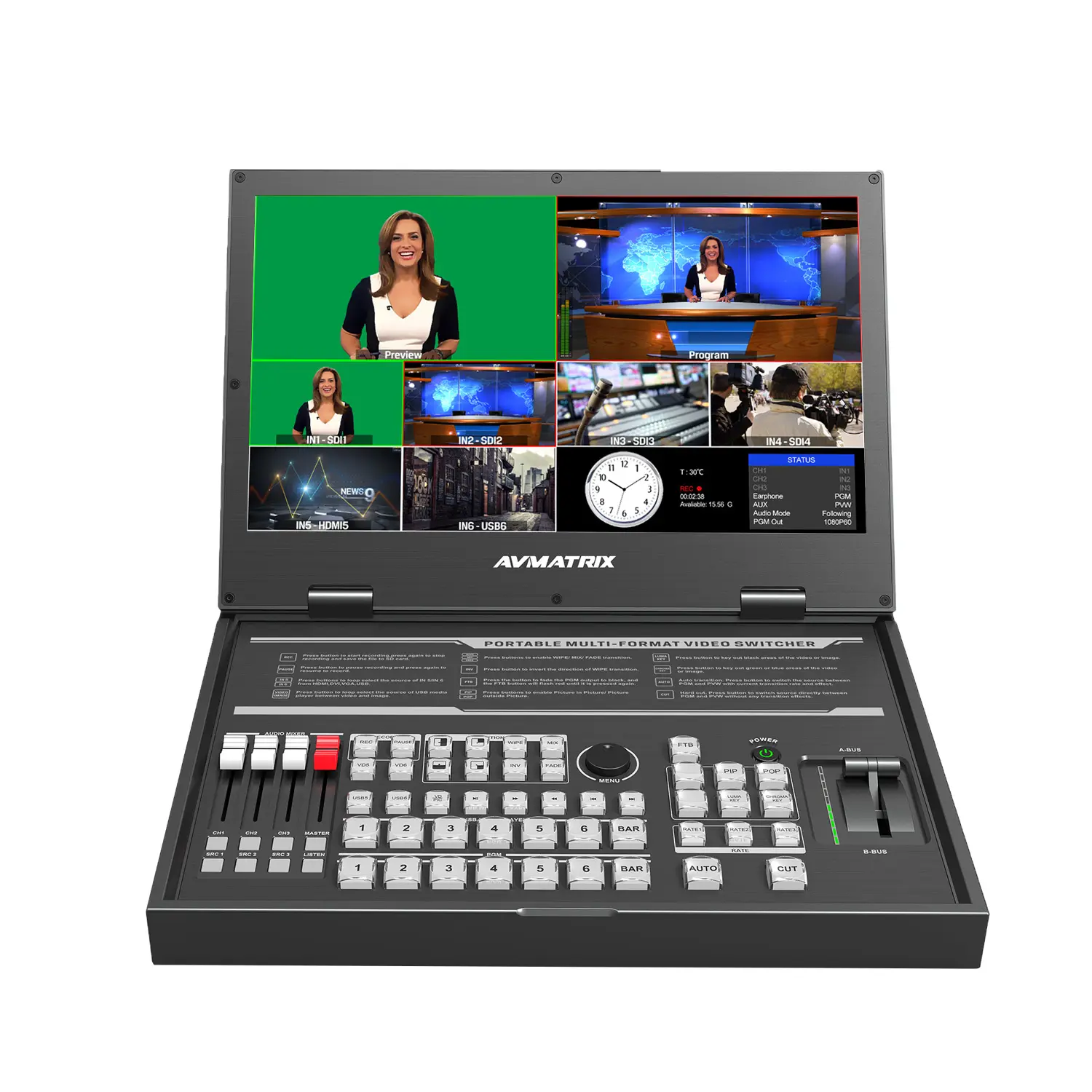 PVS0615U Avmatrix Live streaming trasmissione video switcher macchina All-in-One per Radio e TV apparecchiature di trasmissione chiese matrimoni
