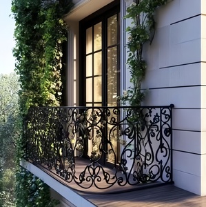 Rampe de balcon en fer forgé <span class=keywords><strong>noir</strong></span>, garde-corps décoratif en fonte, balustrade ornementale pour villa, appartement, hôtel - Product Image 5