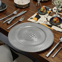 Assiettes de présentation dorées en plastique raffiné Woju de 13 pouces, électroplaquées, motif tressé, pour mariages et restaurants d'hôtel