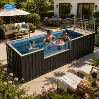 Grande piscine hors sol de 5,8 m avec cascade, installation facile pour les loisirs en famille
