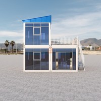 Maison modulaire conteneurisée portable à deux étages, structure en acier, bureau modulaire en conteneur, cabane de glamping avec véranda
