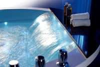 Drop-in LED Lights Eco-Friendly Waterfall Therapy Massage Bathtub 2 Person Air Jets Hot Spa Tub Pillow for Bedroom Outdoor Use