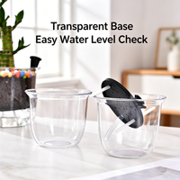 Pot de fleurs auto-arrosant en plastique transparent haute transparence, pot circulaire minimaliste pour plantes succulentes et fleurs, décoration de bureau