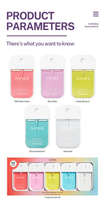 Desinfectante de manos hidratante con logotipo de marca personalizado, espray de perfume, desinfectante de manos con aroma a fruta fresca que mata los gérmenes - Product Image 1