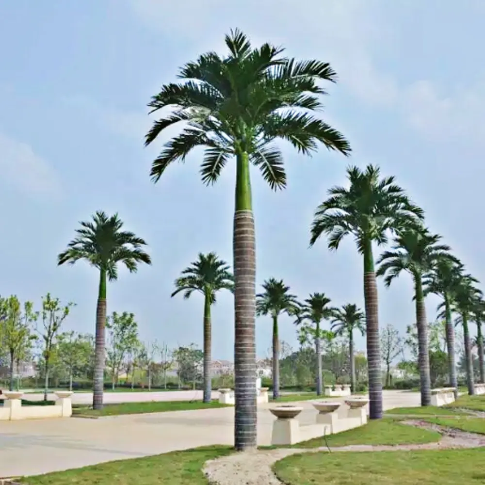 Palmier d'extérieur artificiel en plastique et fibre de verre fausse plante tropicale cocotier géant réaliste areca artificiel grand palmier
