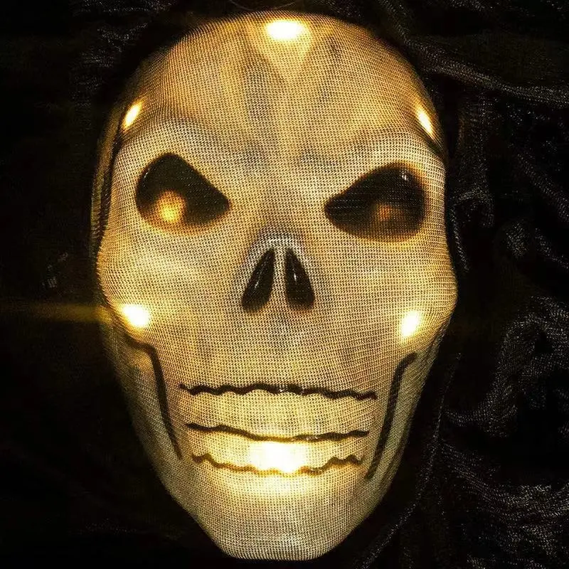 Лидер продаж, маска для Хэллоуина со светящимся <span class=keywords><strong>голос</strong></span>ом и черным призраком, реквизит для Хэллоуина
