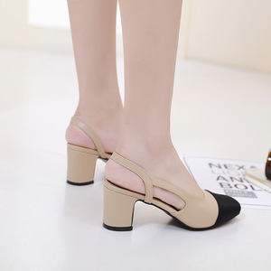 High Quality Summer New Color Combination After Strap Sandals Women Round Head Thick Heel With Heel Sandals Women's Shoes - Product Image 2