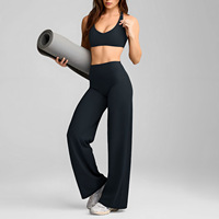 Ensemble de sport et yoga personnalisé avec logo – Sensation seconde peau, anti-humidité – Débardeur et pantalon évasé – Ensemble 2 pièces pour l'exercice et la gym