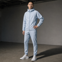 Ensemble de survêtement d'hiver en molleton à capuche pour hommes, streetwear écologique respirant et lavé, 100 % coton