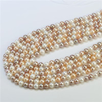 FEIRUN 7-8mm multicolore véritable naturelles d'eau douce d'eau douce ronde chaîne de perles
